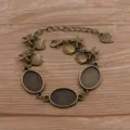 Bracelet base vierge en alliage DIY cabochon ovale 13x18mm avec breloques coquillage variante - Style 3 (Étoile de Mer Coquillage) / 13x18mm / Bronze Antique