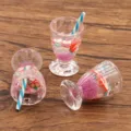 DIY Resin Fruit Drink Cup Pendant Keychain Phone Charm 16x33mm Cute Craft Accessory - 1