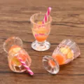 Miniature DIY resin fruit drink cup charm, cute citrus slice accessory for phone and keyring. - Style 3