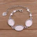 Bracelet DIY en Alliage avec Supports Ovale Cabochon Breloques Étoiles Couleur Argent Bijoux - Style 5 (Étoile) / 13x18mm / Argent Antique