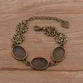 Bracelet vide en alliage bronze bricolage 13x18mm support de pierre ovale accessoires - Style 8 (Lotus) / 13x18mm / Bronze Antique