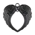 Close-up detail of black angel wings pendant zinc alloy DIY jewelry charm texture and frame. - Electrophoretic Black