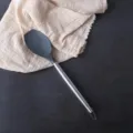 Cuchara de cocina de silicona gris con mango de acero, espátula antiadherente variante - Espátula