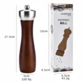 Moulin à poivre manuel en bois sel et épices cuisine avec tête en acier inoxydable - 8 Pouces / Boîte de Couleur / Marron