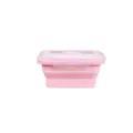 Caja de almuerzo plegable de silueta rosa, contenedor de alimentos portatil para exterior. - 5 Pulgadas / Rosa