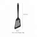 Paletta da cucina forata in silicone nero con lungo manico ergonomico e foro per appendere. - Spatola Forata a Farfalla / Nero