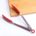 Pinza da cucina in silicone rosso acciaio inossidabile per cottura barbecue carne - Pinze per Alimenti / Rosso