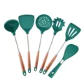 Silicone kitchen utensil set with wooden handles, 6-piece heat resistant cooking tools for home kitchen - Set