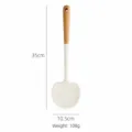 Silicone mushroom cooking spatula with wooden handle, heat-resistant non-stick kitchen tool. - Round Wood Handle Mushroom Spatula / White