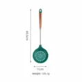 Green silicone slotted spoon with wooden handle kitchen cooking tool 40.5cm length - Skimmer