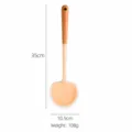 Silicone mushroom spatula with wooden handle, heat resistant non-stick kitchen cooking tool. - Round Wood Handle Mushroom Spatula / Translucent Orange