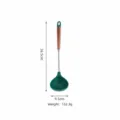 Silicone soup ladle with wooden handle, heat resistant kitchen cooking spoon tool for home use. - Soup Ladle