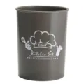 Brown kitchen storage bucket organizer with chef theme printed design for utensils and tools. - Storage Bin