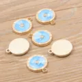 Runder Legierung Stern Anhänger KC Gold Hellblau Emailliert Schmuck DIY Zubehör Modell - Stern / Blau