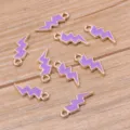 Colgantes de rayo esmaltados morados de aleación dorada accesorios para hacer joyas DIY - Púrpura