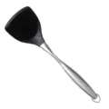 Espátula de silicona resistente al calor con mango de acero inoxidable, utensilio. - Espátula de Comida / Negro