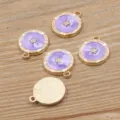 15x18mm KC vergoldet emailliert Stern Runde Anhänger Legierung Schmuckzubehör DIY Teile - Stern / Lila