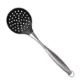 Espumadera de silicona negra con mango de acero inoxidable para cocina antiadherente. - Espumadera / Negro