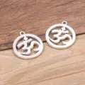 DIY silberfarbene Legierung Om Symbol runde Anhänger Charms für Halskette Schmuckherstellung - Rundes Om Symbol (5H19)