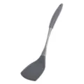 Espátula de silicona gris con mango de acero inox, ideal para sartenes antiadherentes. - Espátula de Cocina