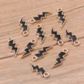 KC Oro Negro Esmaltado Rayo Forma Aleación DIY Joyería Colgante Accesorio Parte Nueva - Negro