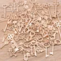 Gemischte Vintage Steampunk goldene Schlüssel Anhänger, Metall DIY Schmuck Basteln Set. - 30g Packung / KC Gold