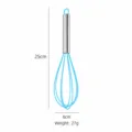 Blue 8-Inch Stainless Steel Silicone Manual Egg Whisk for Baking Kitchen Cooking Tool - Blue
