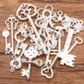 DIY antike silberne Legierung Schlüssel Anhänger Steampunk Schmuck Accessoires Set. - Hellsilber