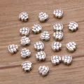 Close up detail shot of silver leaf alloy metal beads for DIY handmade jewelry crafts. - Flat Leaf Style (1) / 7x7mm / Antique Silver