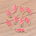 Colgante de rayo rosa aleación chapada en oro KC accesorios de joyería DIY manual - Rosa rojo