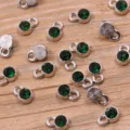 Green Crystal Alloy Pendant DIY Jewelry Charm Necklace Earring Accessory 6x9mm style - 4-White K (24D) / Green