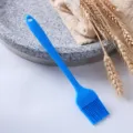 Blue silicone basting brush for baking, BBQ oil pastry brush with hanging hole kitchen tool. - Small (20.5cm) / Blue