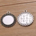 DIY lega gioielli gemma base rotonda pendente vassoio vuoto artigianato 2pz - Base Pizzo Rotonda (20mm) / 1 Pezzo/Confezione / Argento antico