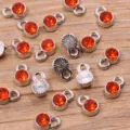DIY alloy crystal rhinestone charm pendants, white K plated metal 6x9mm jewelry making supplies. - 5-White K (24D)