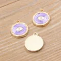 Legierung böser Blick Charms runde Gold Anhänger für DIY Schmuckherstellung Zubehör Basteln - Auge / Lila