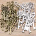 Gemischte Steampunk Schlüssel Anhänger DIY Legierung Schmuck Retro Vintage Zubehör Set - 30g Packung / Antik Bronze und Silber