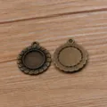 Vassoio pendente con castone rotondo in lega bronzo vintage per creazione di gioielli fai da te. - Base Rotonda (12mm) / 1 Pezzo/Confezione
