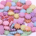 Colorful acrylic resin flower beads mixed styles for DIY kids jewelry making and craft supplies. - Style 10 / 100pcs Pack