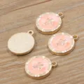 Goldfarbene Legierung runde Tropfenöl Kreuz Anhänger für DIY Schmuckherstellung rosa Accessoires. - Kreuz / Rosa