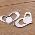 DIY lega cuore forma castone vassoio ciondolo base vuota per creazione di gioielli - Base Pizzo Cuore (14mm) / 1 Pezzo/Confezione