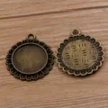 Vassoi per ciondoli con castone rotondo in bronzo antico per creazione di gioielli fai da te. - Base Pizzo Rotonda (20mm) / 1 Pezzo/Confezione / Bronzo Antico