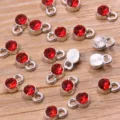 Red rhinestone charm pendant DIY alloy jewelry crystal components for necklace bracelet earrings 6x9mm - 10-White K (24D)