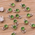 Green crystal rhinestone cup pendants DIY alloy jewelry findings for craft making items - 15-White K (24D)