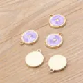 Legierung lila Emaillierter runder Herz Anhänger KC Gold DIY Schmuckzubehör Basteln - Herz / Lila