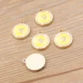 Gold Legierung rund Herz Emaillierte Anhänger DIY Schmuckherstellung Zubehör 5 Stk - Herz / Gelb