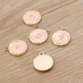 KC Gold Rosa Emailliertes Herz Metall Legierung Anhänger Runde DIY Schmuck Accessoires - Herz / Rosa