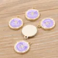 Runder Emaille Kreuz Anhänger Vergoldet Legierung DIY Schmuck Zubehör für Basteln - Kreuz / Lila