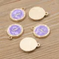 Legierung Emaillierte Blitz Runde Charm Anhänger DIY Schmuck Zubehör Handwerk Versorgung - Blitz / Lila