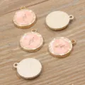Vergoldeter Legierungsanhänger in runder Form mit rosafarbenem Emaille-Blitz für DIY-Schmuck. - Blitz / Rosa