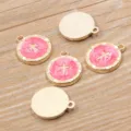 KC Gold Legierung Runde Rosa Emaillierte Kreuz Anhänger DIY Schmuck Zubehör Komponenten - Kreuz / Rot